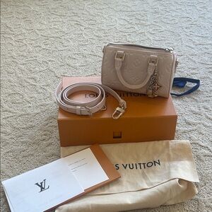 Louis Vuitton Nano Speedy Bandoulière in Light Beige with Gold Hardware